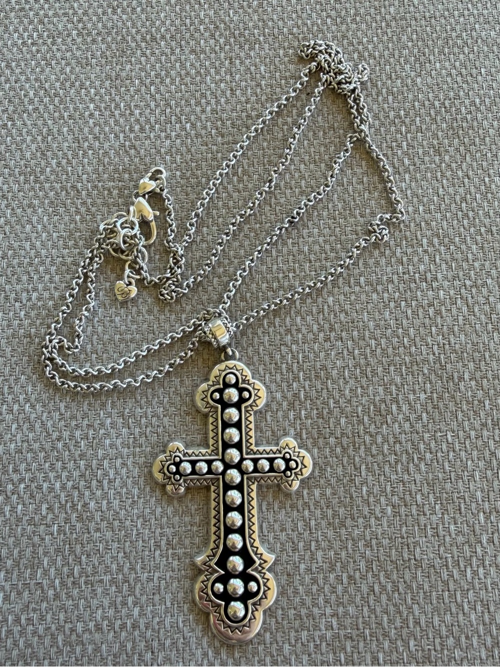 Brighton Calvary Cross Necklace Excellent Reversible Pendant 32” Long Cross 3.5”